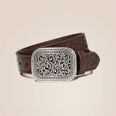 Ariat Rhinestone Filigree Belt, Ledergürtel, Gürtel mit Schnalle
