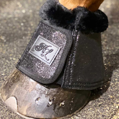 Kingsland Hufglocken " KLnamari ", 1 Paar , Sprungglocken mit GLITTER, schwarz