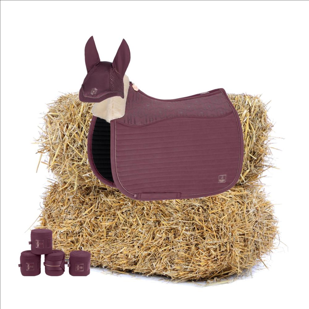 Eskadron HERITAGE Schabracke " MICRO EVO-WOOL " im Set, cassis, Dressur, Warmblut
