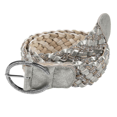 Preview: Pikeur geflochtener Gürtel, Damengürtel mit Strassschnalle