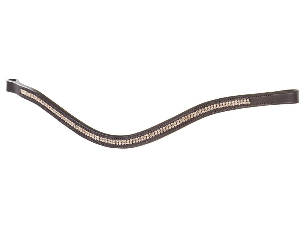 Busse Stirnband " DOUBLE " mit zweireihigen Strasssteinen, braun