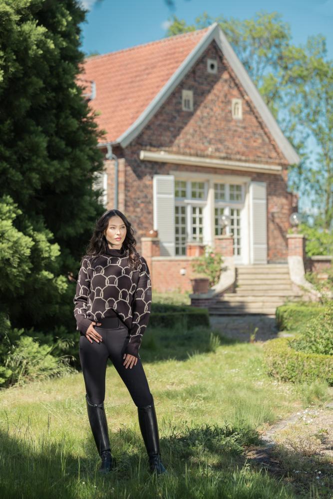 Preview: Eskadron HERITAGE Damenrolli, Rollkragenpullover " KNIT JUMPER " , black-truffle-beige