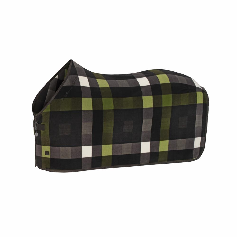 Eskadron Platinum Abschwitzdecke " FLEECE CHECK ", teak brown-white-moss green