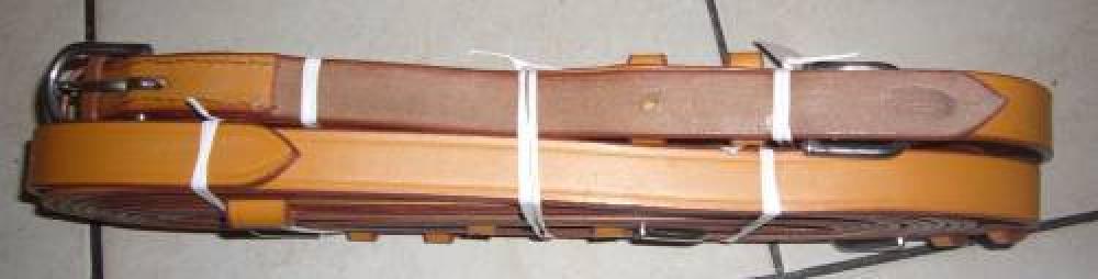 Kellinghusen Zweispännerleinen, Fahrleine aus Leder, original Achenbach, 23mm breit