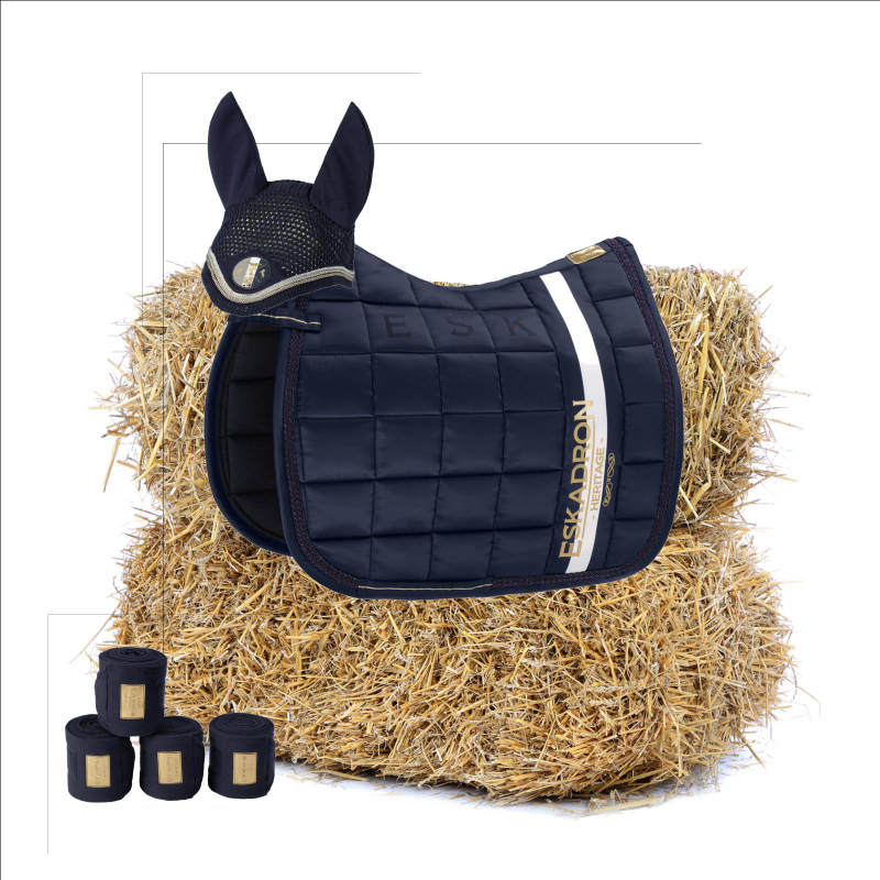 Eskadron HERITAGE  Saddle Cloth Big Square GLOSSY im Set, navy, Dressage