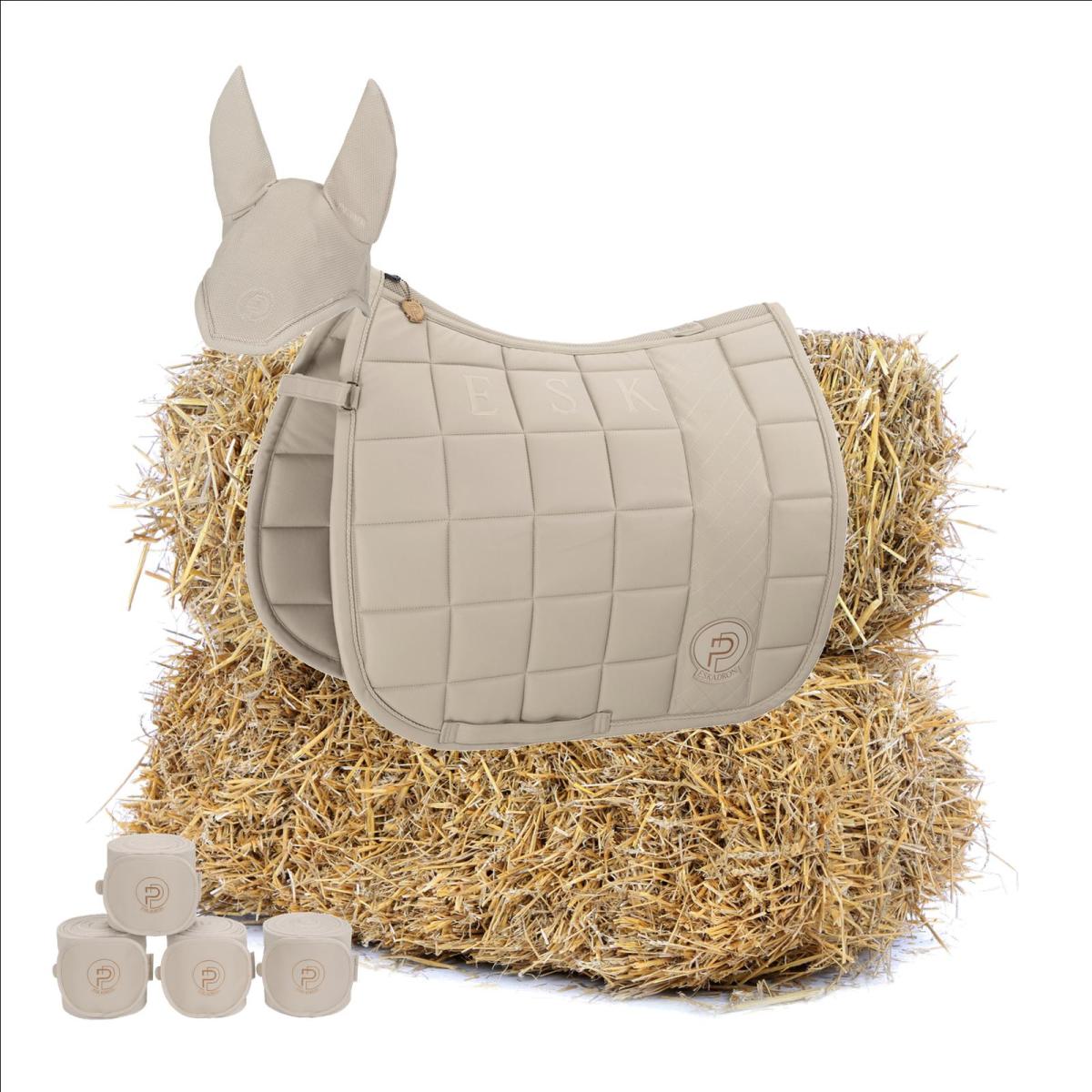Eskadron Platinum Schabracke " BIG SQUARE FAUX LEATHER " im Set, tan taupe, Warmblut, Dressur