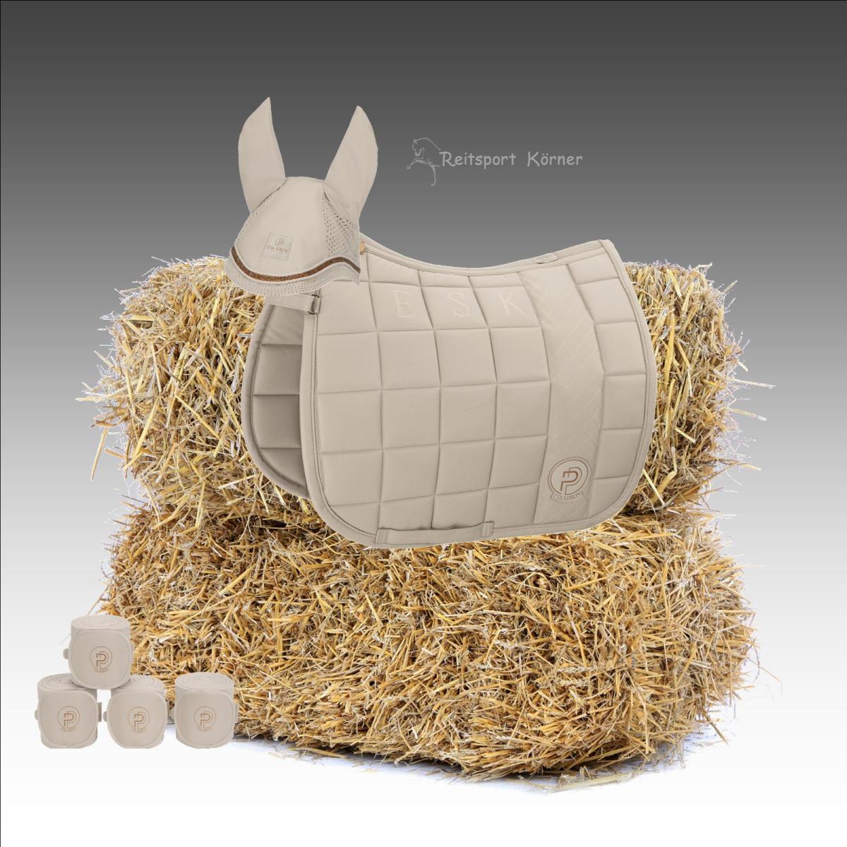 Eskadron Platinum Schabracke " BIG SQUARE FAUX LEATHER " im Set, tan taupe, Warmblut, Dressur