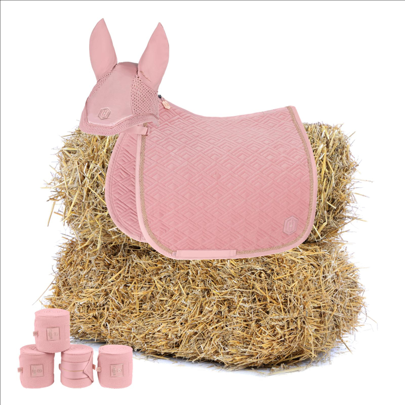 Eskadron HERITAGE Saddle Cloth VELVET EMBLEM  in Set, pearl rose, Full, Dressage