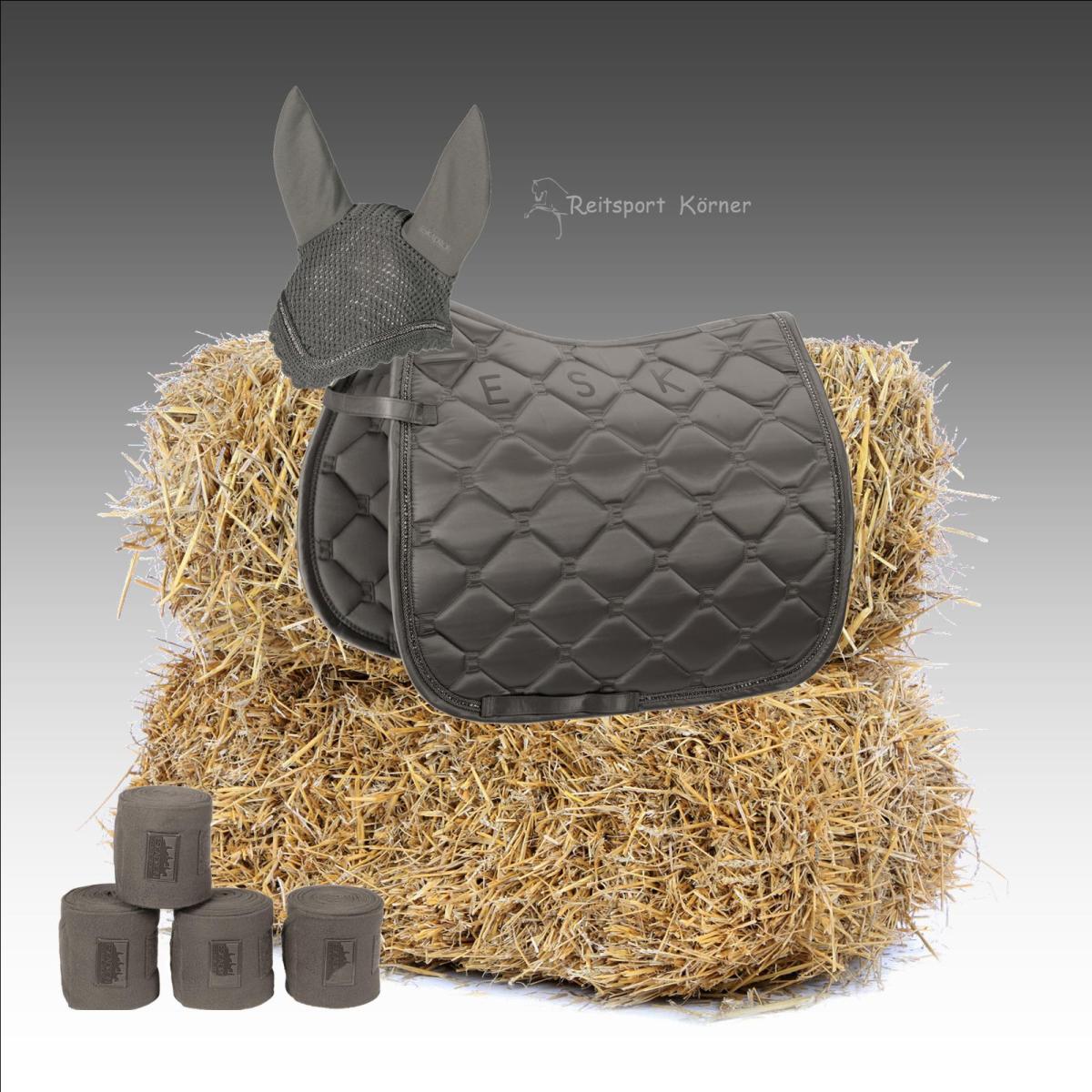 Eskadron Saddle Cloth MATTGLOSS CRYSTAL im Set, Dressage, Full, steelgrey