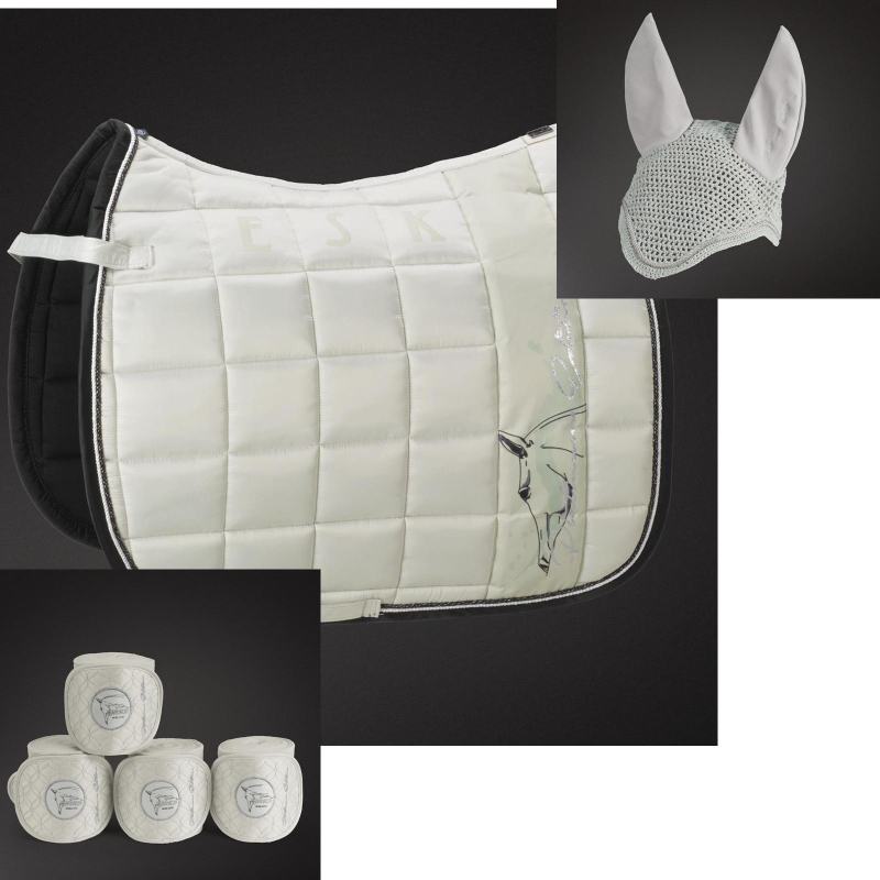 Eskadron Saddle Cloth Platinum BIG SQUARE GLOSSY in Set, silkgrey, Dressage