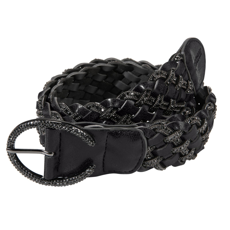 Pikeur geflochtener Gürtel, Damengürtel mit Strassschnalle