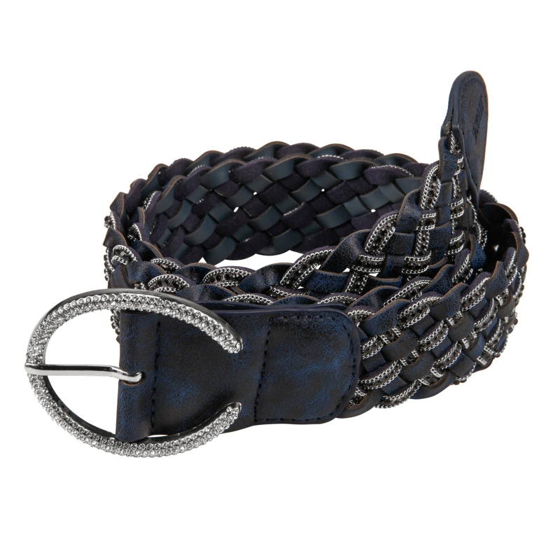 Pikeur geflochtener Gürtel, Damengürtel mit Strassschnalle