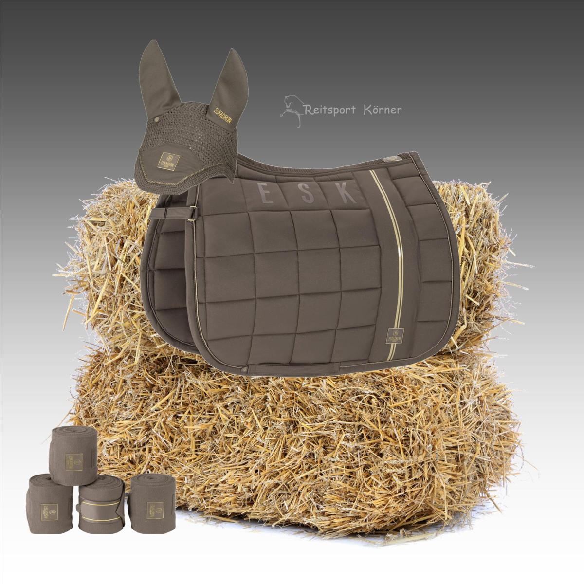 Eskadron HERITAGE Schabracke BIG SQUARE Cotton " GLITTER " im Set, plaza taupe, Dressur