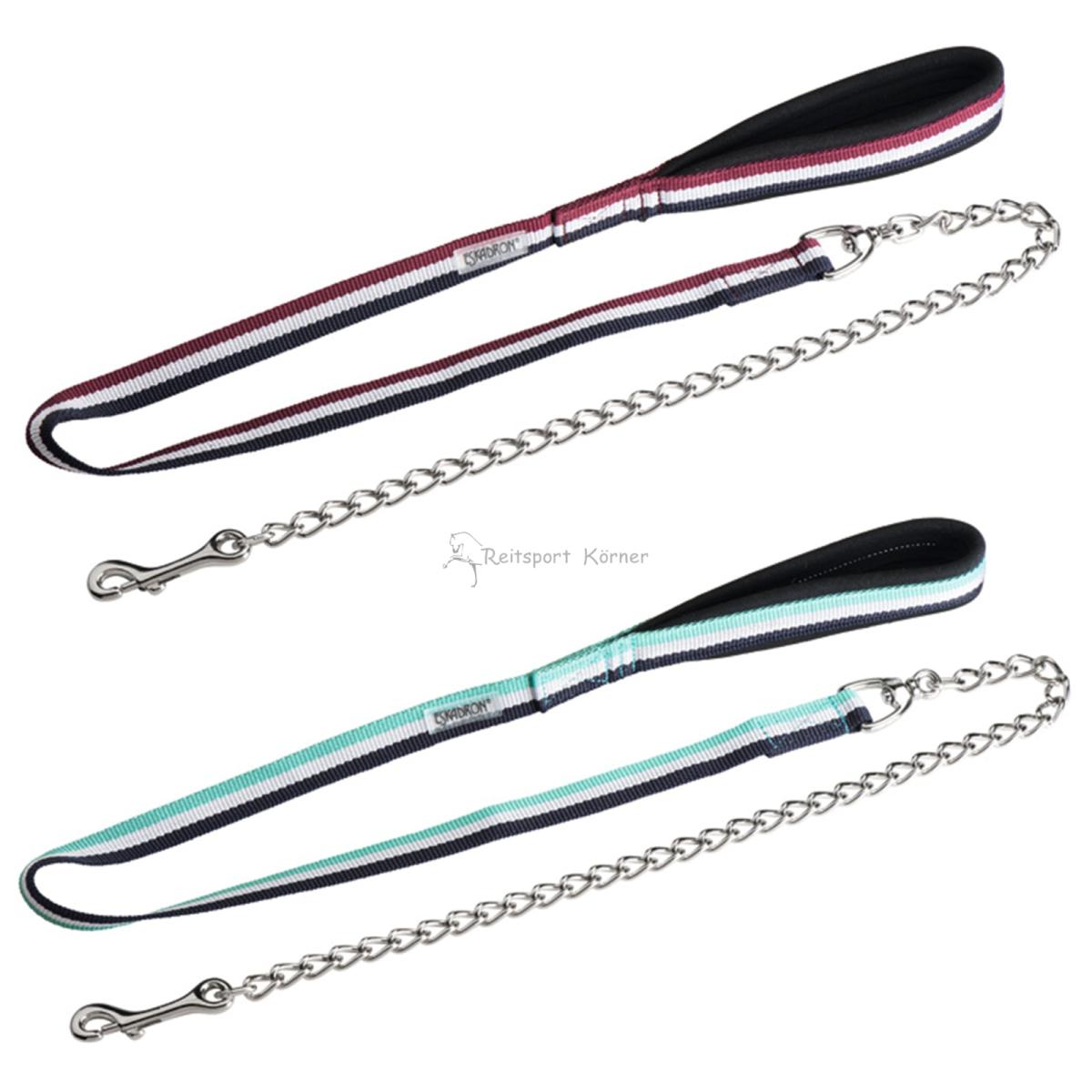 Eskadron Führstrick, Führkette, Strick mit Kette, iceblue, sangria