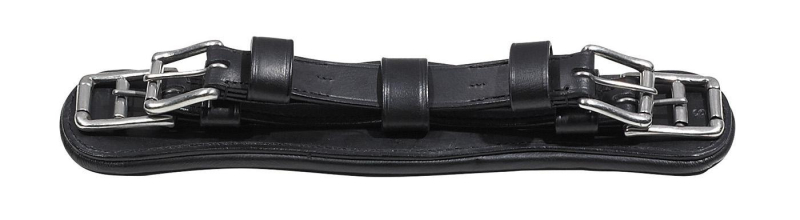 Bauchgurt für Selett 1-spänner Geschirr, schwarz, Leder, gepolstert, Shetty