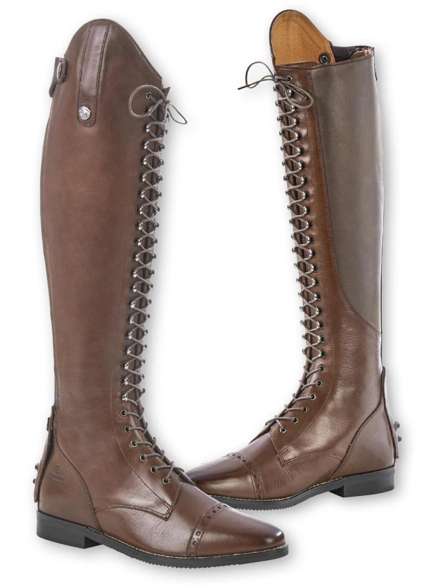 Busse Lederreitstiefel mit Schnürung vorne, Reitstiefel " LAVAL " braun