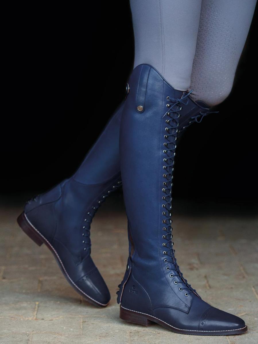 Busse Lederreitstiefel mit Schnürung vorne, Reitstiefel " LAVAL " blau