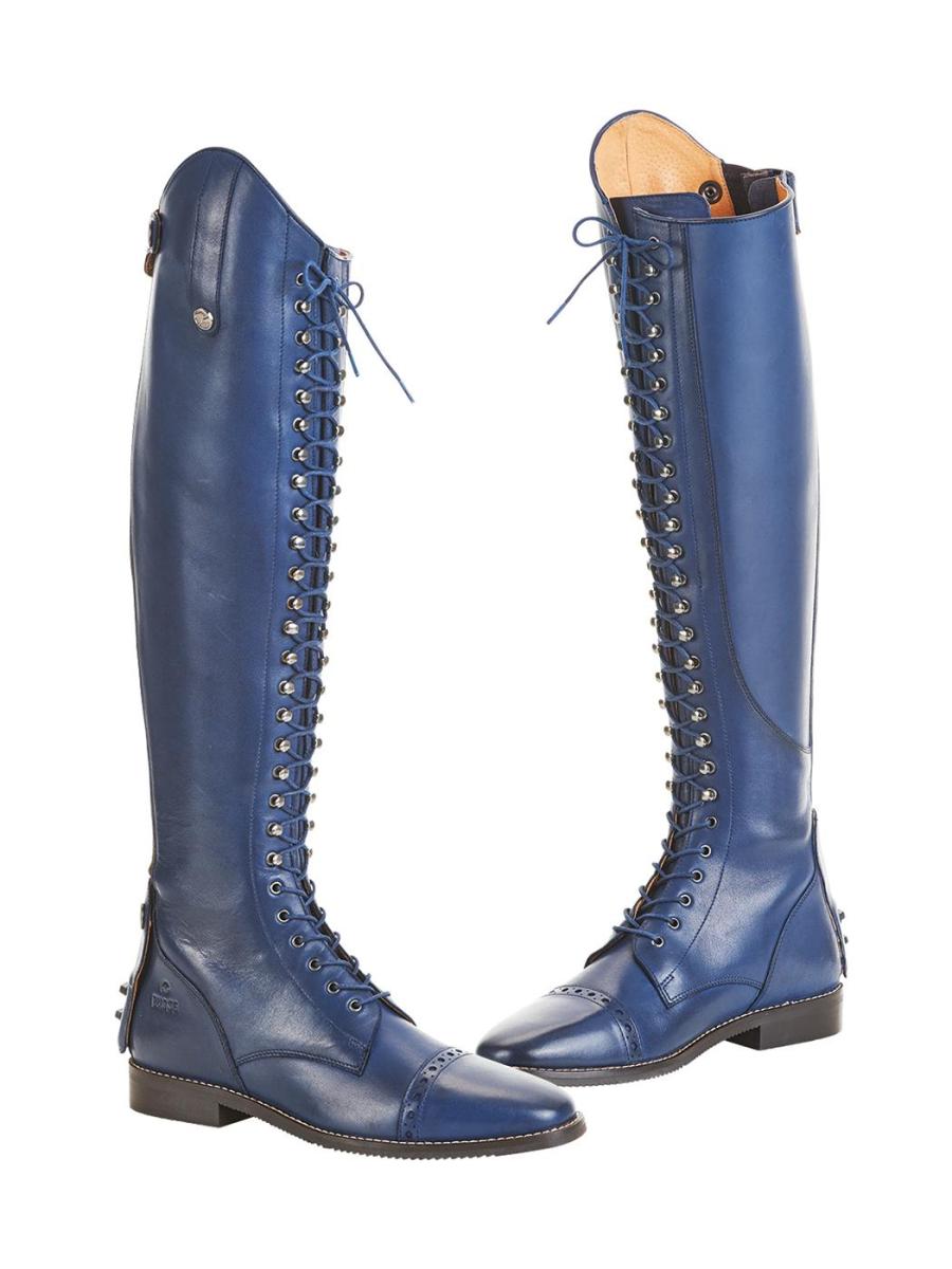 Busse Lederreitstiefel mit Schnürung vorne, Reitstiefel " LAVAL " blau