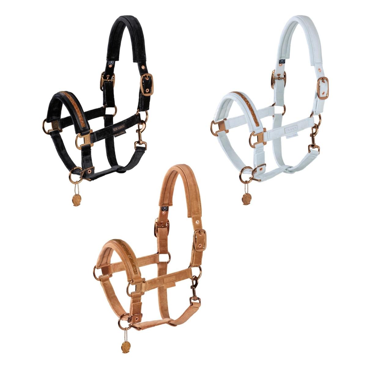 Eskadron Platinum Halfter " DOUBLEPIN VELVET JEWEL " , Stallhalfter mit Kristalltape, SHETTY