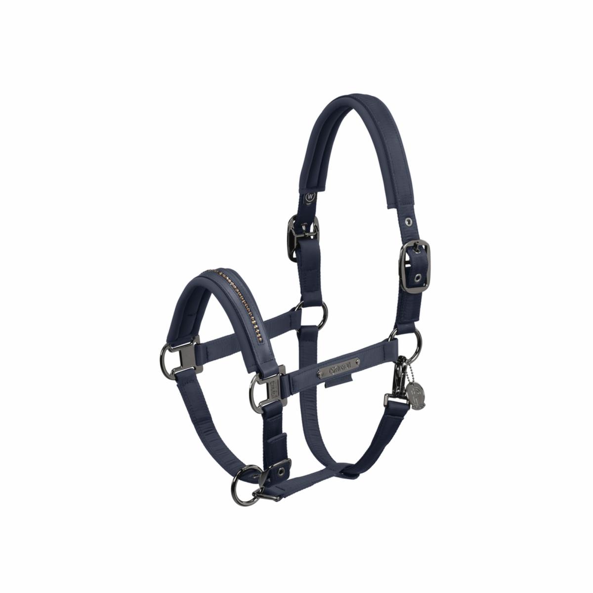 Eskadron Platinum Halfter " DOUBLEPIN GLOSSY CRYSTAL " , Stallhalfter mit Kristallsteinen