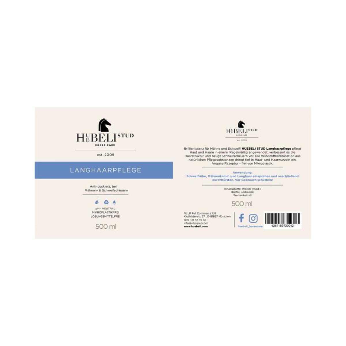 Huebeli Langhaarpflege Huebeli Stud Horse Care, Schweif- und Mähnenlotion, 500ml